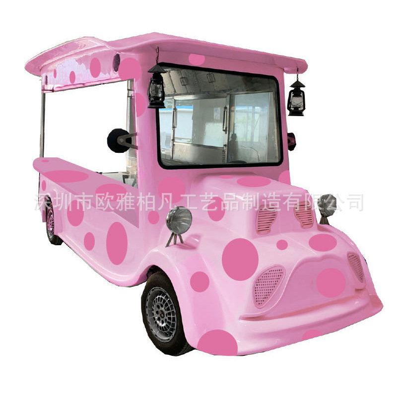 玻璃钢快闪店led灯饰 小车售卖车售货亭 售货亭铁皮改装车雕塑