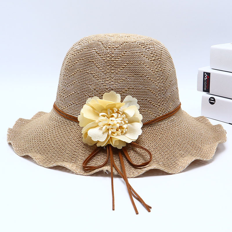 Nuevo sombrero de paja para mujer, sombrero de playa junto al mar, sombrero para el sol de verano de moda salvaje, protector solar, sombrero para el sol de protección UV