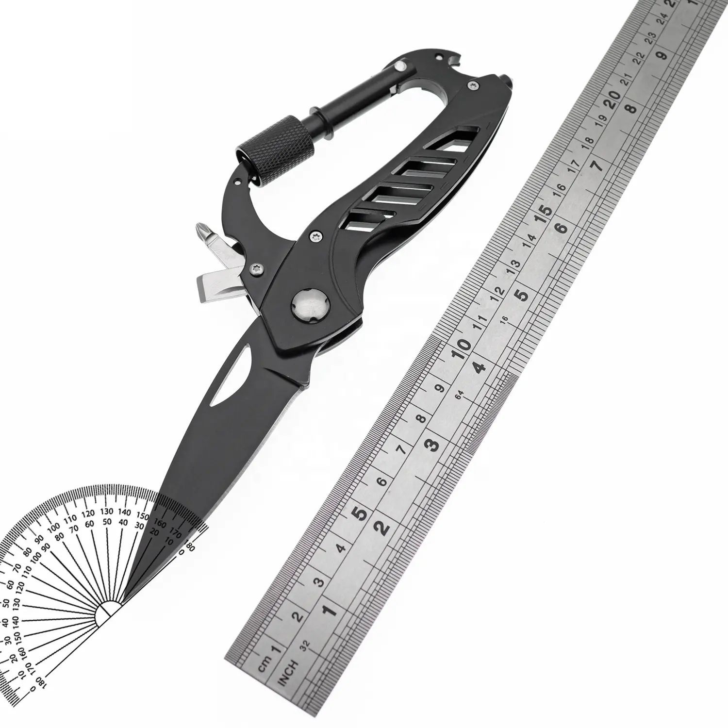 跨境厂家货源折叠刀户外露营登山扣螺丝刀多功能破窗钉EDC组合刀