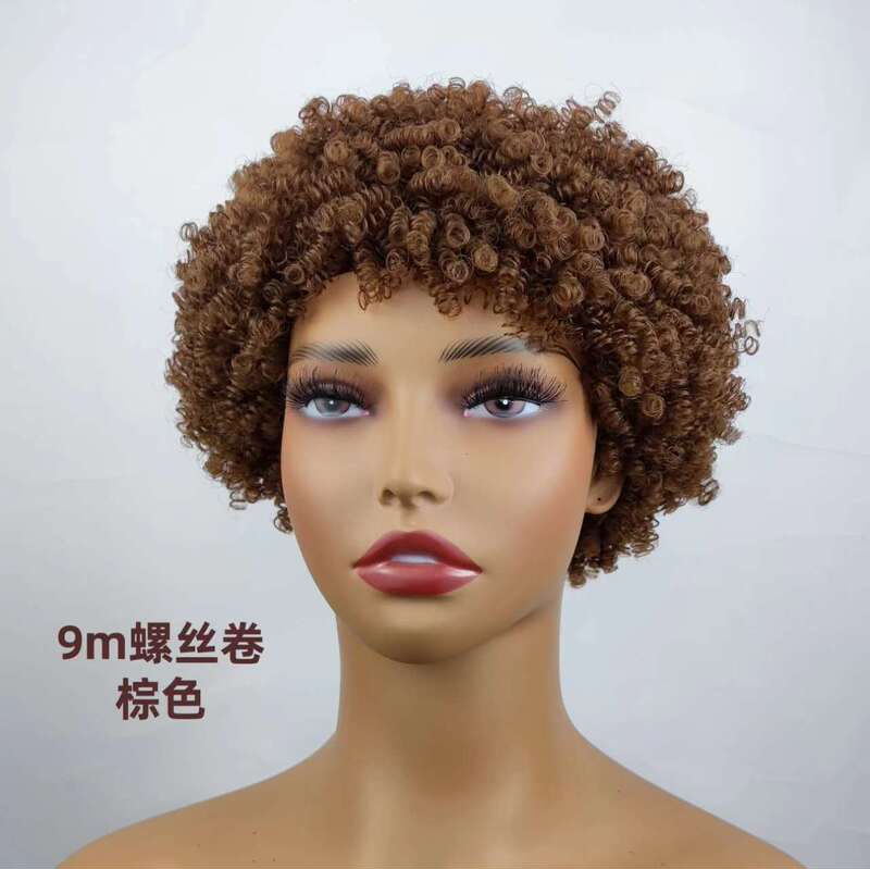Short Hair Afro Kinky Curly Wigs For Women 100g爆炸头真人发|undefined