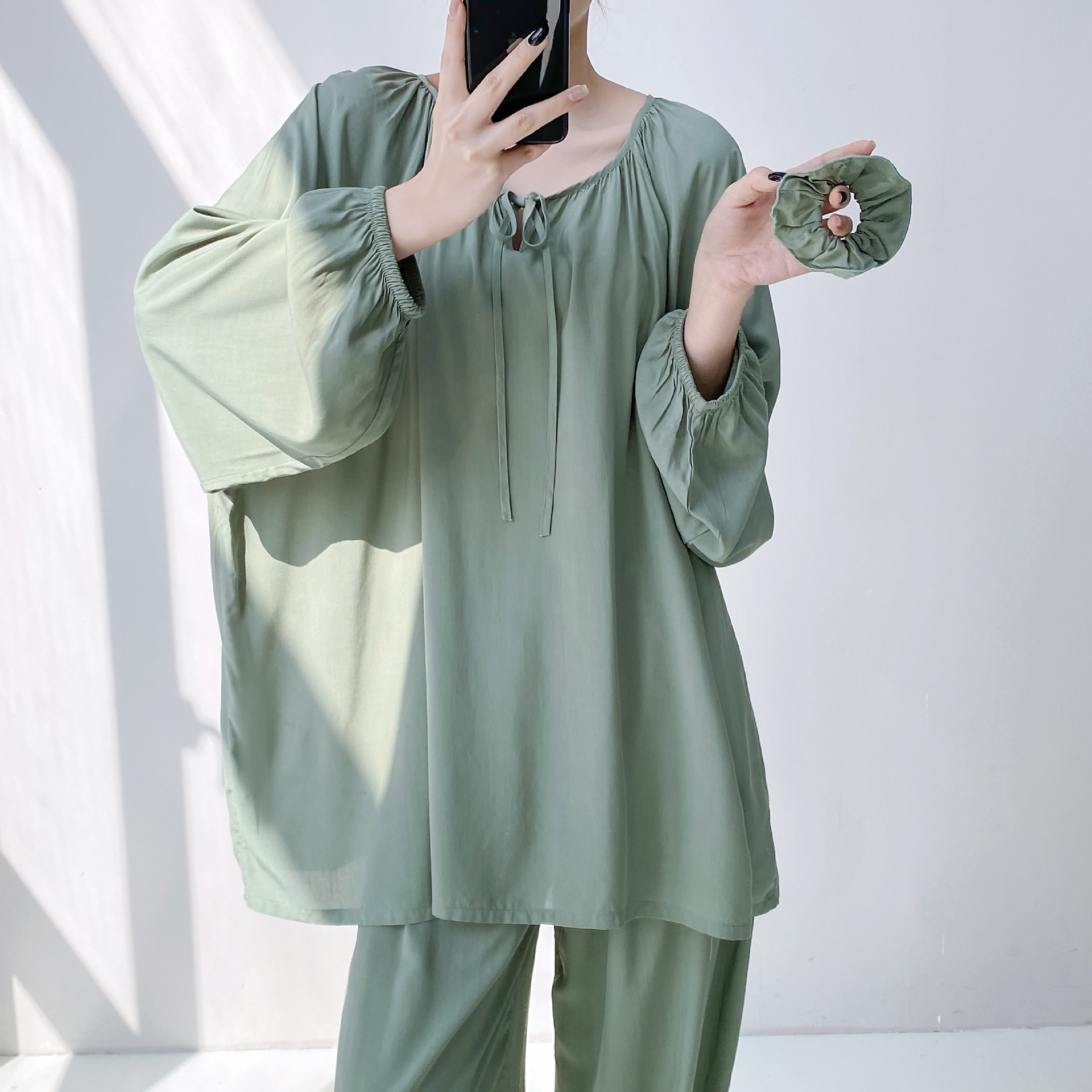 Pijamas de seda de algodón para mujer, primavera, otoño y verano sueltos, ropa exterior de seda de algodón, estilo nacional, traje de gran tamaño suelto de alta gama