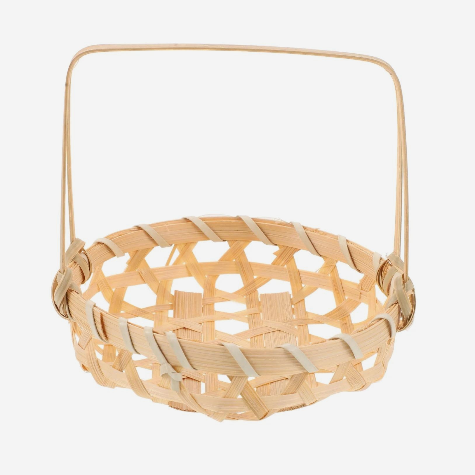Cesta de Bambú Portátil Calada para Frutas y Bocadillos