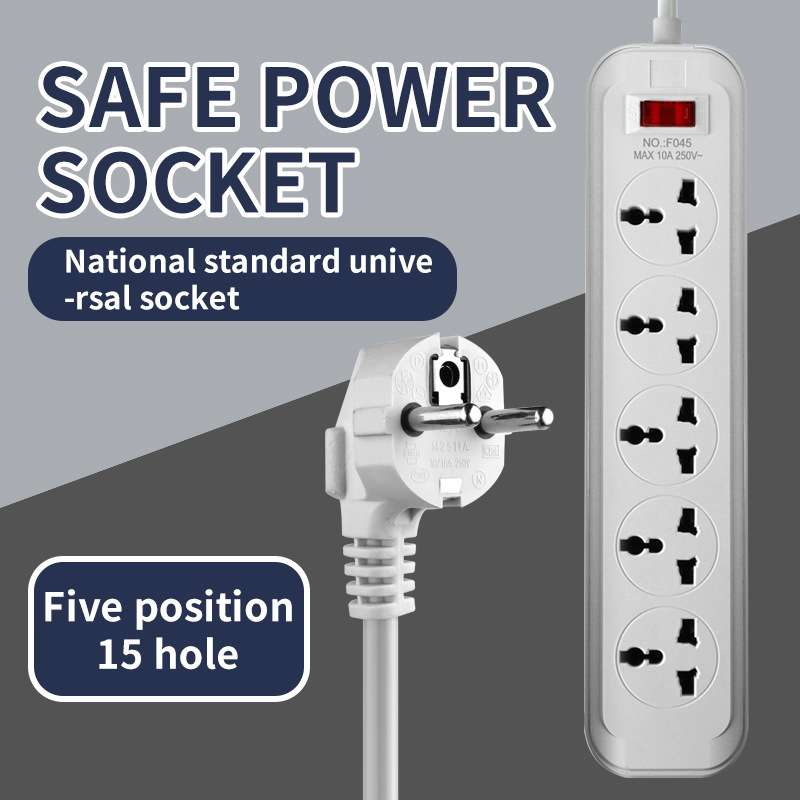 Enchufe transfronterizo estándar europeo estándar británico estándar americano placa de enchufe multi-enchufe de 2 metros zócalo universal puerto USB / PD enchufe