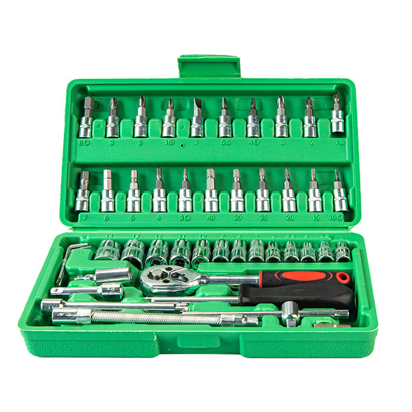 46 pieces of auto repair combination spin wheel wrench tool box auto…