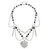 Small design accessory, pendant with tassels heart-shaped, universal necklace, European style