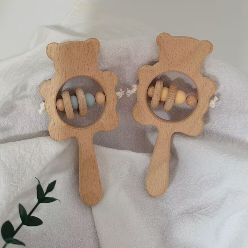 Juguetes de madera de haya para niños osos de hayales de madera artesanía ornamentación fábrica de juguetes decorativos