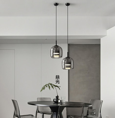 Nordic-style creative gray minimalist new bedroom bedside glass pendant light modern minimalist dining table bar pendant light