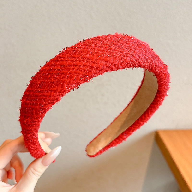 Diadema roja de Año Nuevo para mujer 2026, diadema moderna de alta calidad para otoño e invierno, diadema para lavarse la cara, horquilla para el cabello, accesorio para el cabello estilo Chanel image 19