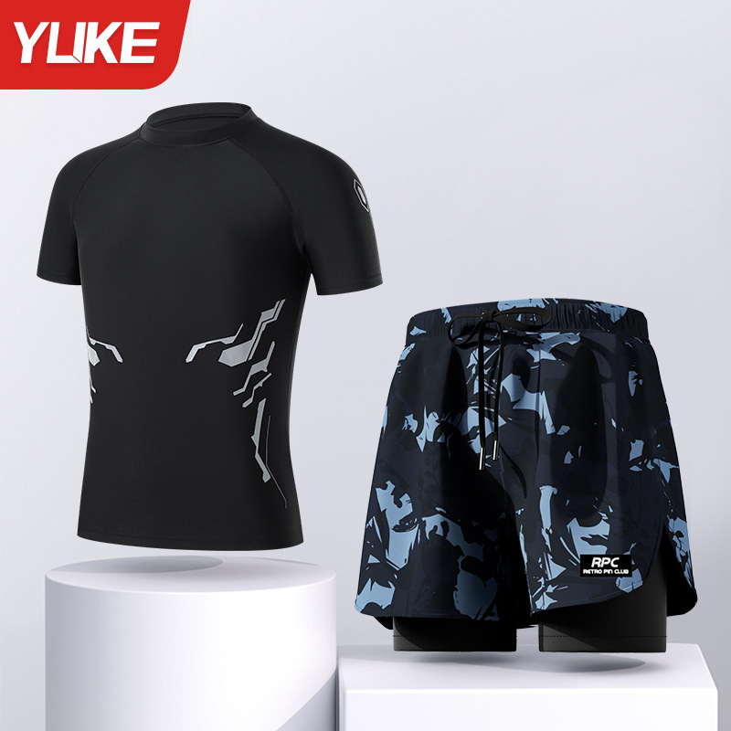 블랙 프린트 슈트 [수영팬츠+수영복]