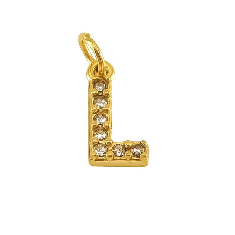 Nueva moda europea y americana de acero inoxidable con incrustaciones de diamantes 26 letras inglesas colgantes accesorios femeninos Advanced Advanced Mini letras joyas