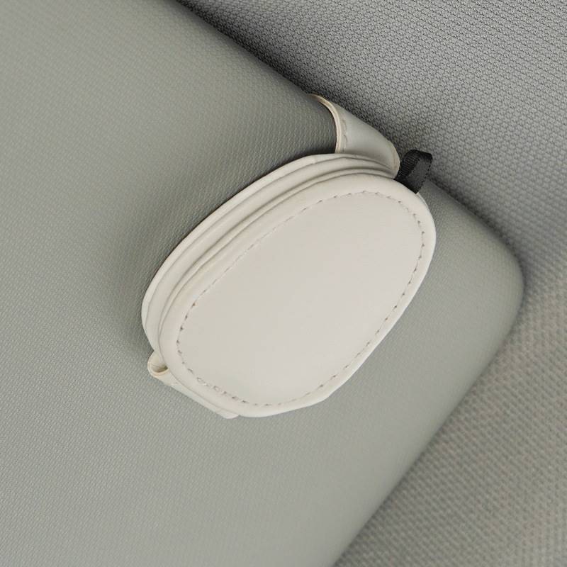 Qìchē – Car Sun Visor Multimediya və saxlama aksesuarları - multifunctional-leather-glasses-clip-white