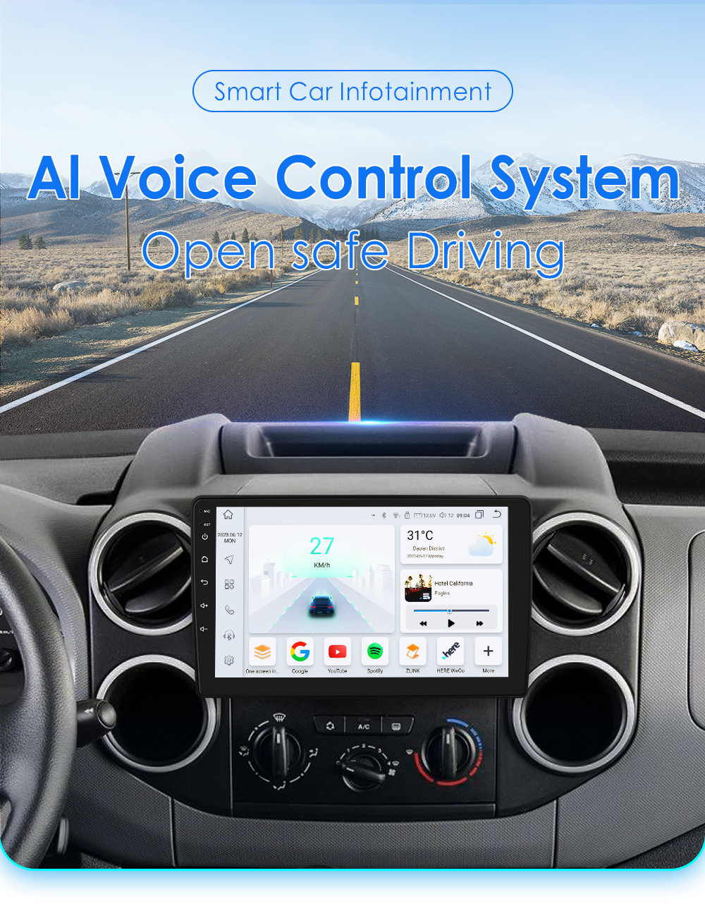 Applicable to 08-19 Citroen B9 Peugeot Partner Android smart large screen car central control Navigator