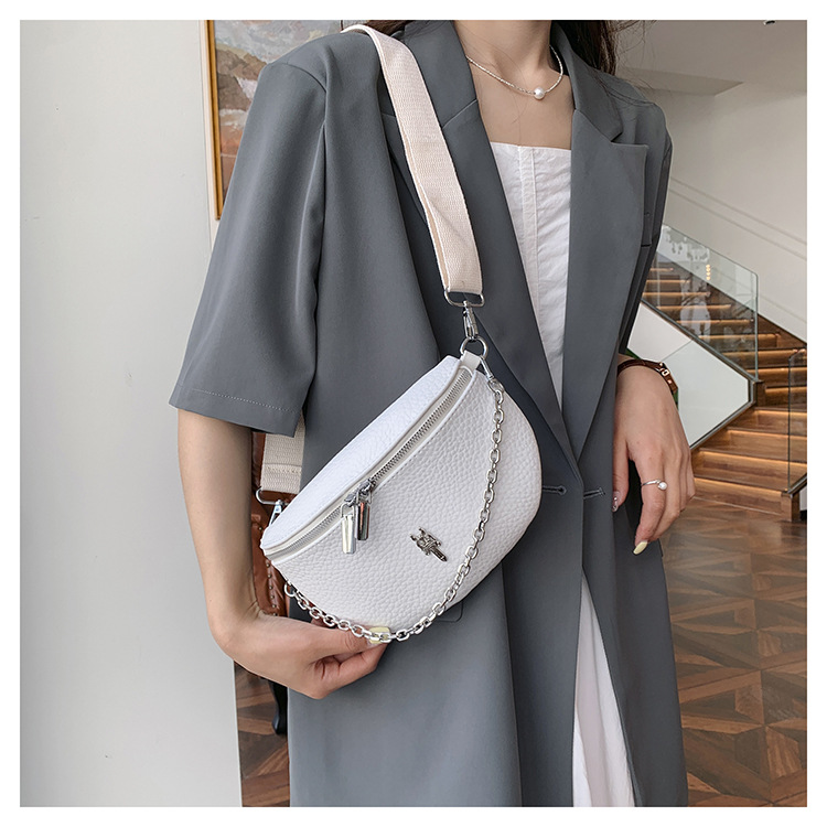 Polyester Lining Material Women's Streetwear Solid Color PU Waist Bags