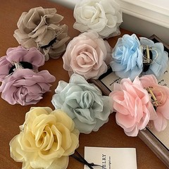 ライトラグジュアリーローズメッシュフラワーグリッパー!高級気質ヘアシャーククリップヘアピンネット有名人ヘアピンヘッドドレス