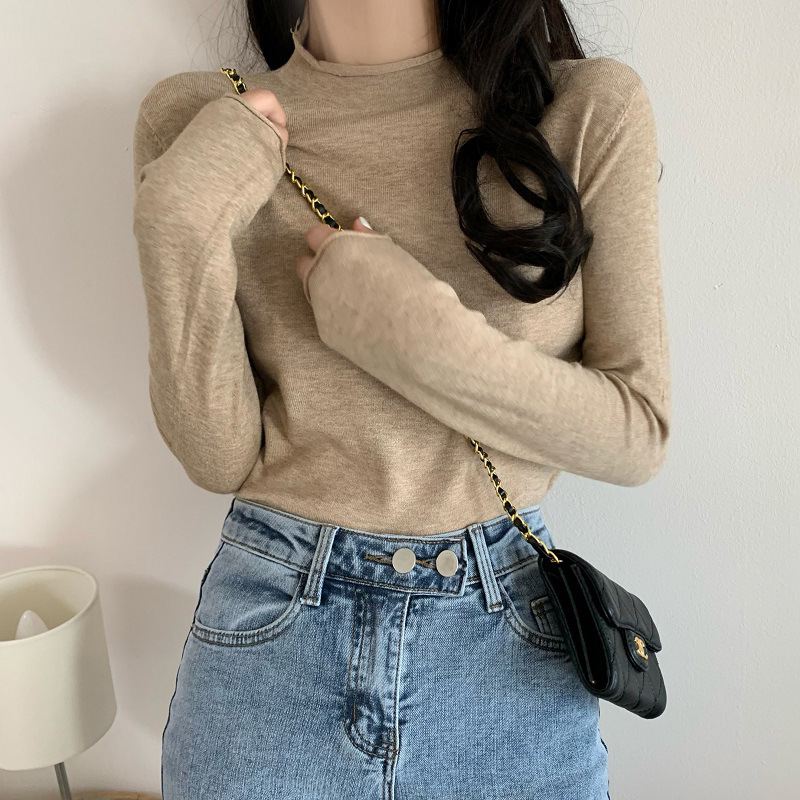 plus size chubby girl turtle neck women's 2024 spring and autumn new fat sister inner base sweater black top