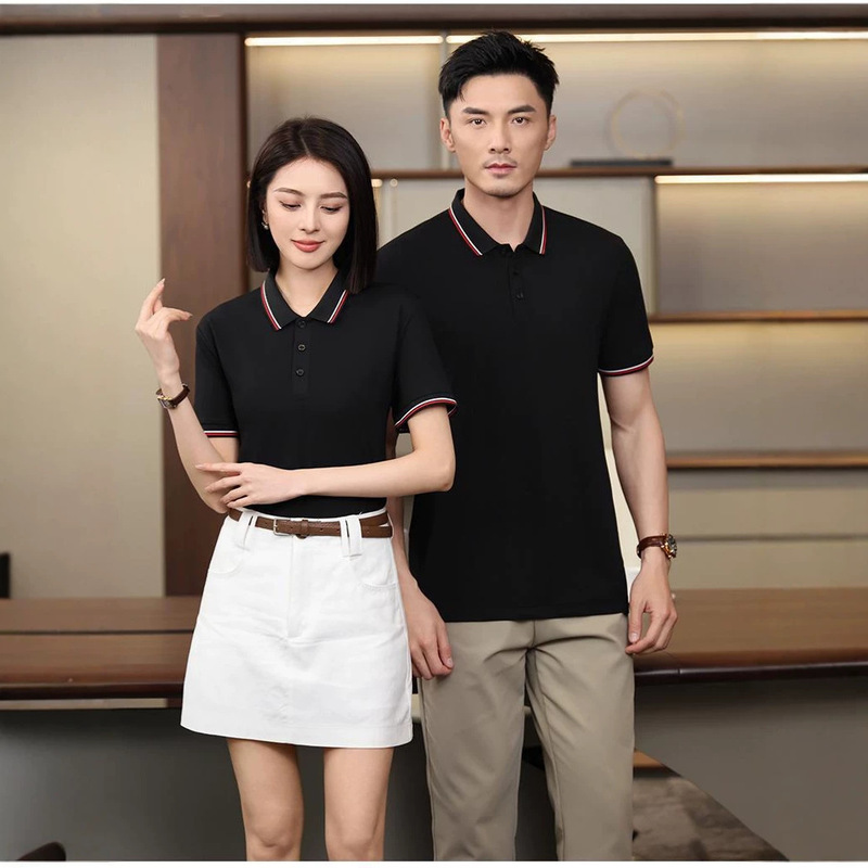 Ice Silk Cool-Touch Lapel Polo Shirts, Workwear with Custom Embroidery and Logo Printing, Corporate Group Uniforms, Custom-Made Cultural Shirts