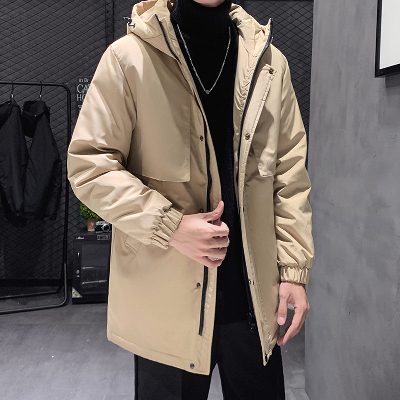 [Cross-Border Trade] New Men's Mid-Length down Jacket, Winter Outdoor Hooded Coat, Casual Thickened Versatile Style