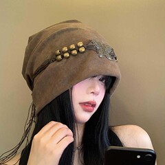 美式秋冬季帽子女款美拉德风冷帽显脸小复古蝴蝶堆堆帽百搭包头帽