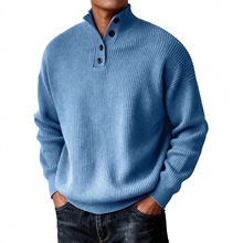 2025欧美跨境亚马逊独立站秋冬季男士毛织卫衣休闲百搭立领毛衣男