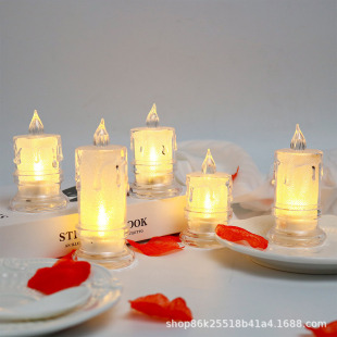 Alic crystal transparent candle lamp led electronic lamp decorative Candlestick Christmas simulation tear tea wax ornaments