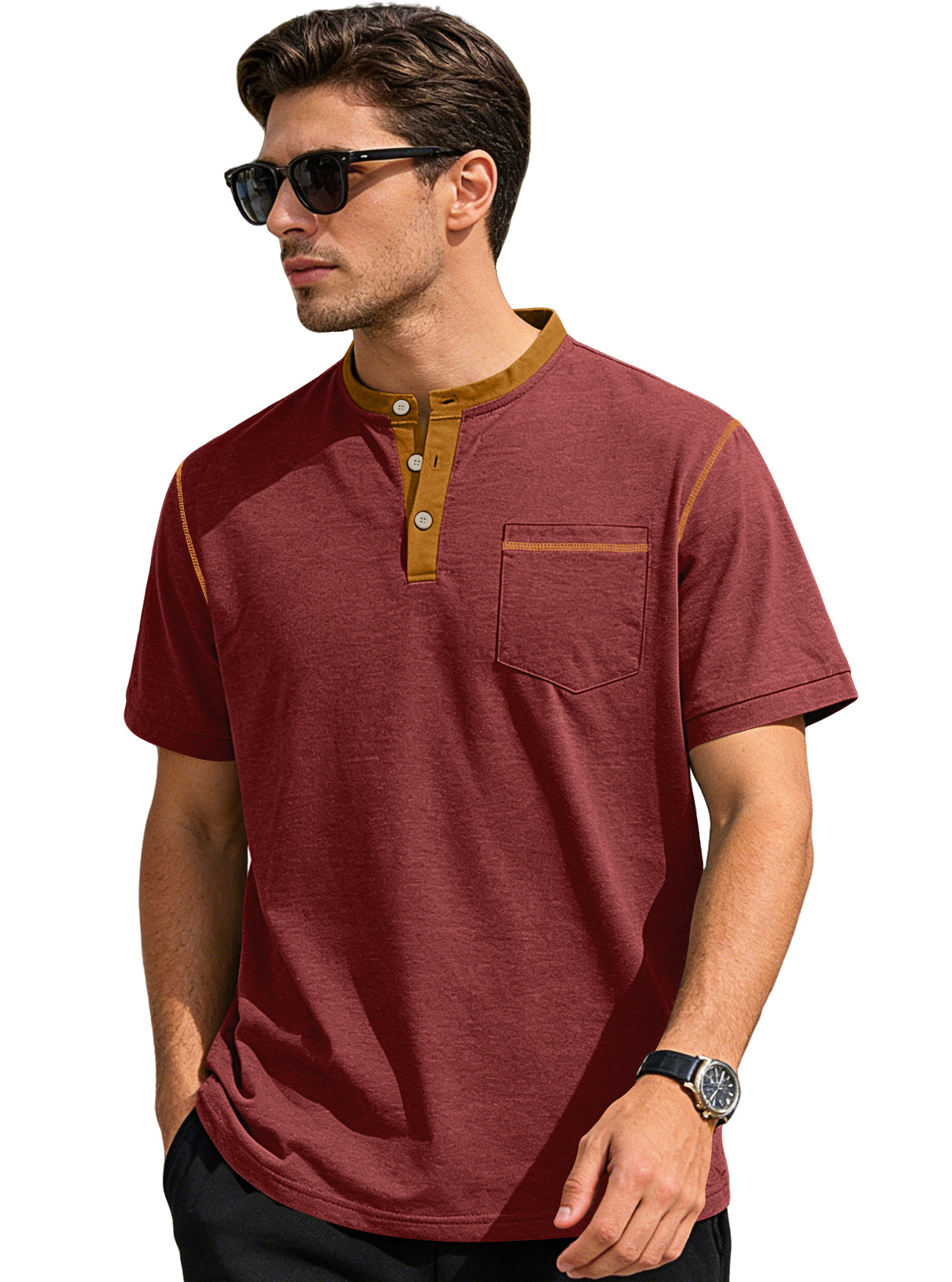 Nuevo transfronterizo Europa y América Amazon verano nuevo hombre botón de cuello de manga corta camiseta polo casual de negocios