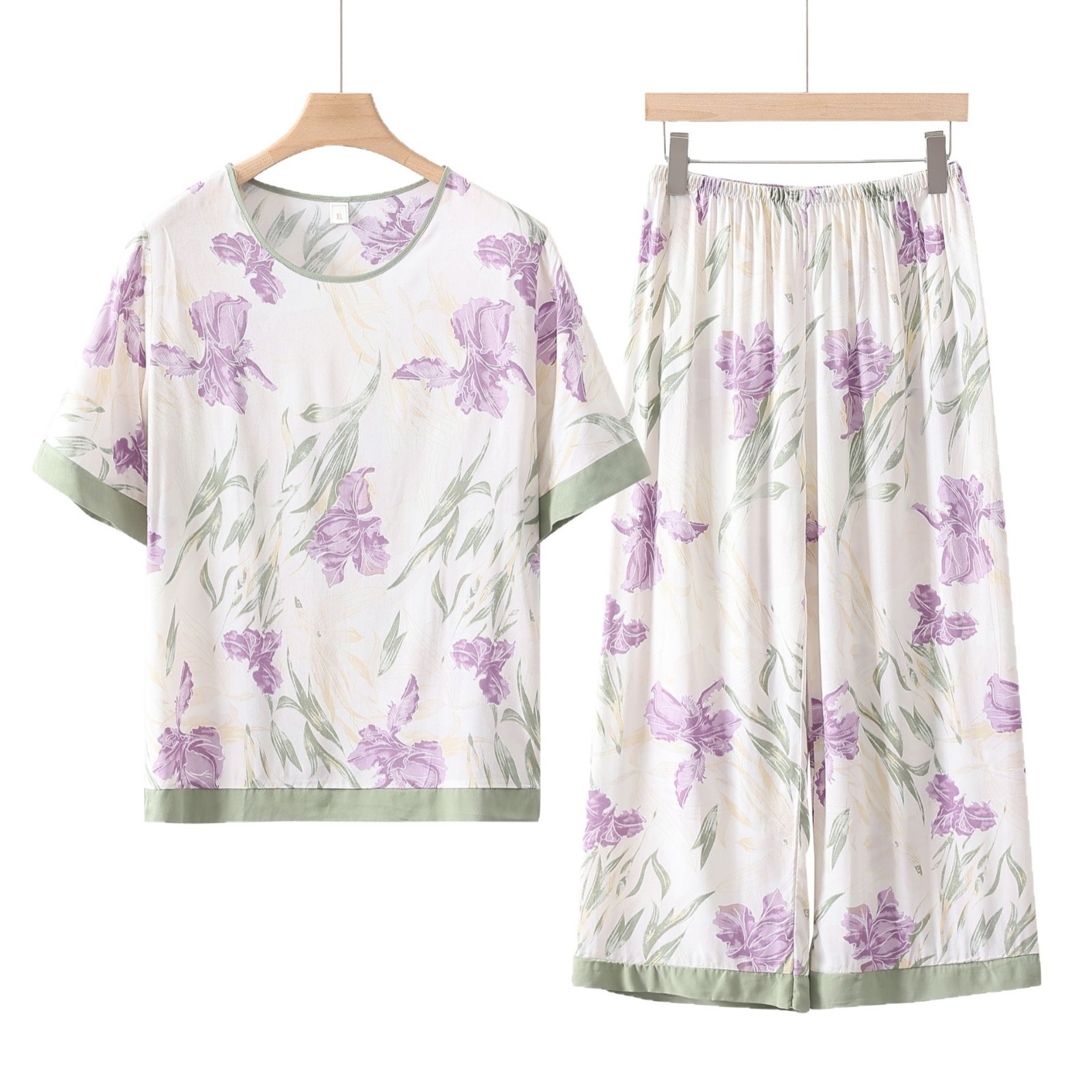 2025 New Style Cotton Silk Middle-aged Mother's Thin Comfortable Breathable Short-sleeved Trousers Casual Outfit Home Clothes