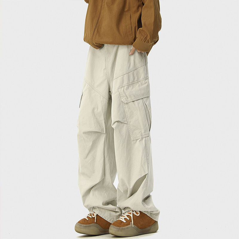 Overalls Men's 2025 Spring and Autumn New American-style High-street Duffy Handsome Trendy Brand All-match Loose Straight Wide-leg Casual Pants