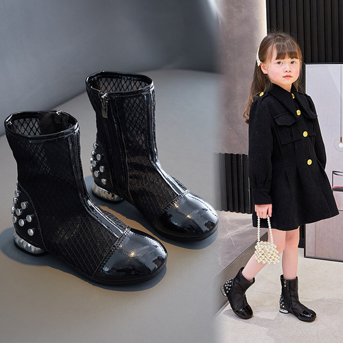 Girls Sandals  Summer New Children's Net Shoes Korean Version High Top Fashion Children's Sandals Solid Color Versatile Roman Shoes