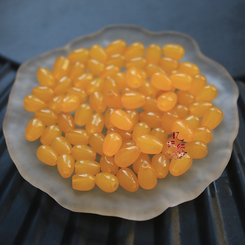 直孔仿玉石水滴琉璃玻璃水滴珠散珠发簪饰品配件材料|undefined