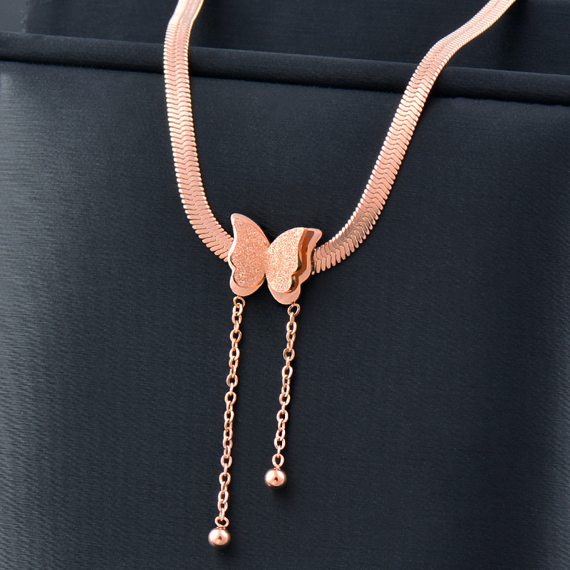 Simple Style Butterfly Titanium Steel Plating Pendant Necklace 1 Piece