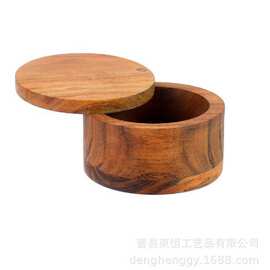 旋转盖木质盐盒相思木香料调味盒收纳盒磁吸旋转盖盐罐实木作料盒