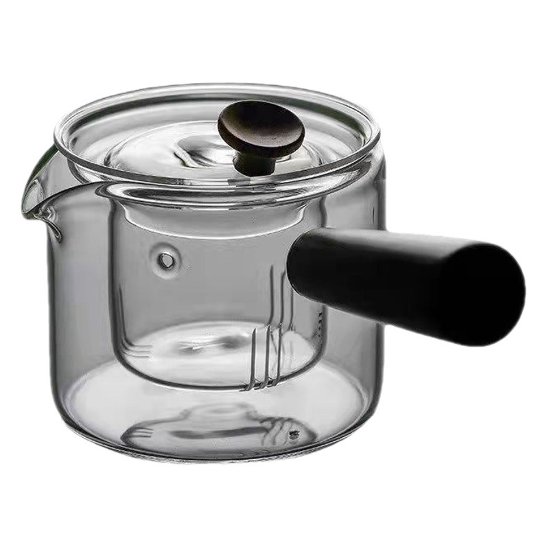 Tetera en la estufa, olla lateral de vidrio, tetera de espuma resistente al calor engrosada de gran capacidad, té en casa, juego de té Kung Fu
