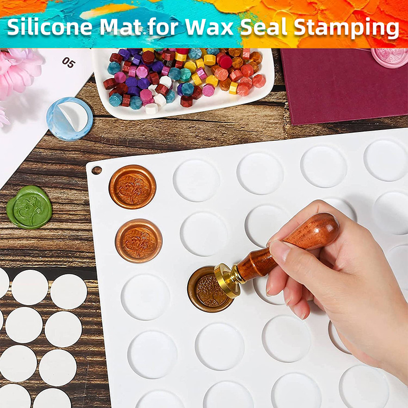 24-Piece Round Silicone Wax Seal Mold DIY Holiday Wine Gift Sealing 30 Cylindrical Wax Seal Stamp Set