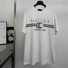 外贸跨境南油高货2024夏季新款GU家字母logo渐变印花男女短袖T恤