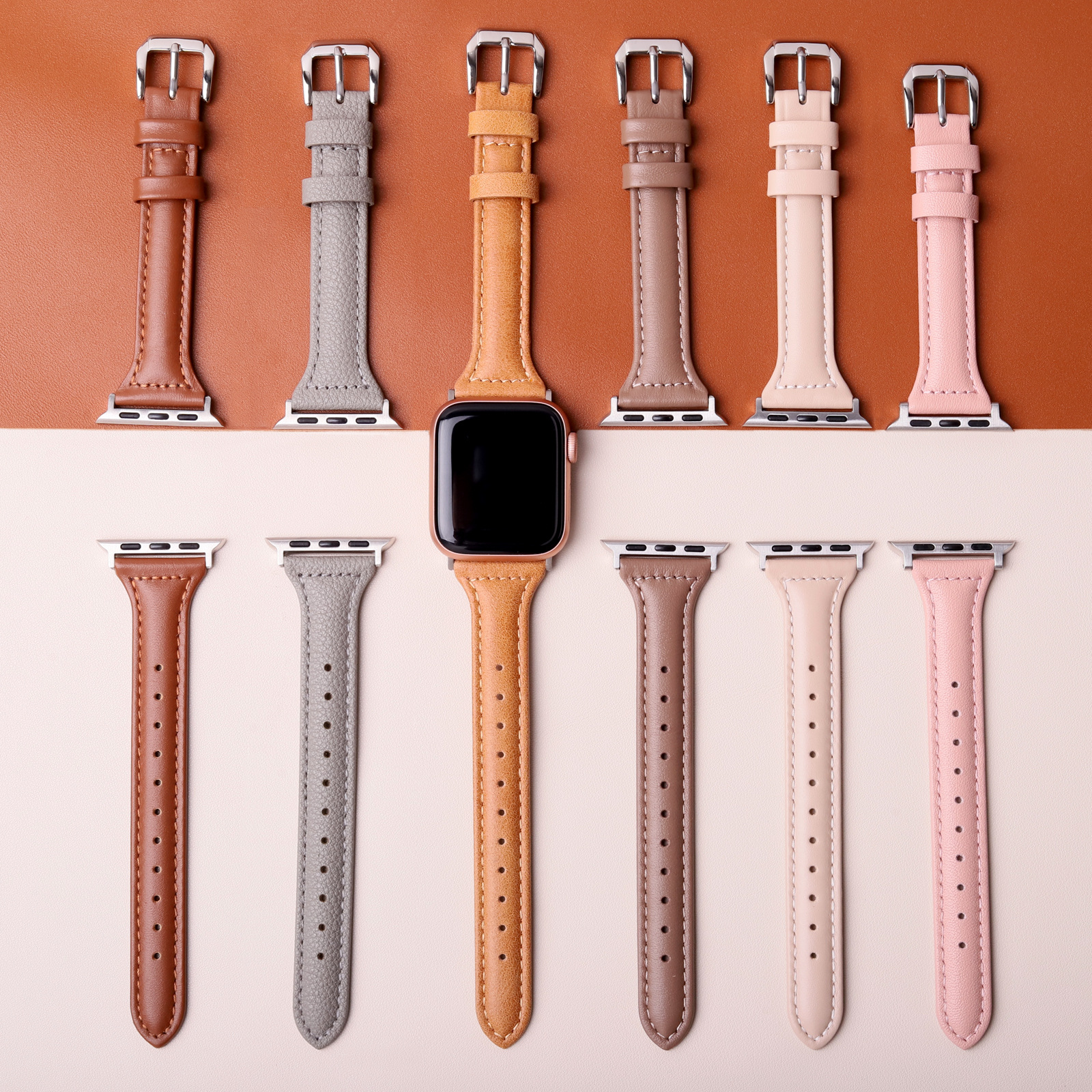 Selected Leather Straps Suitable for Apple Watch S10, Slim Waist Design for Women, Compatible with Apple Watch S9/Ultra