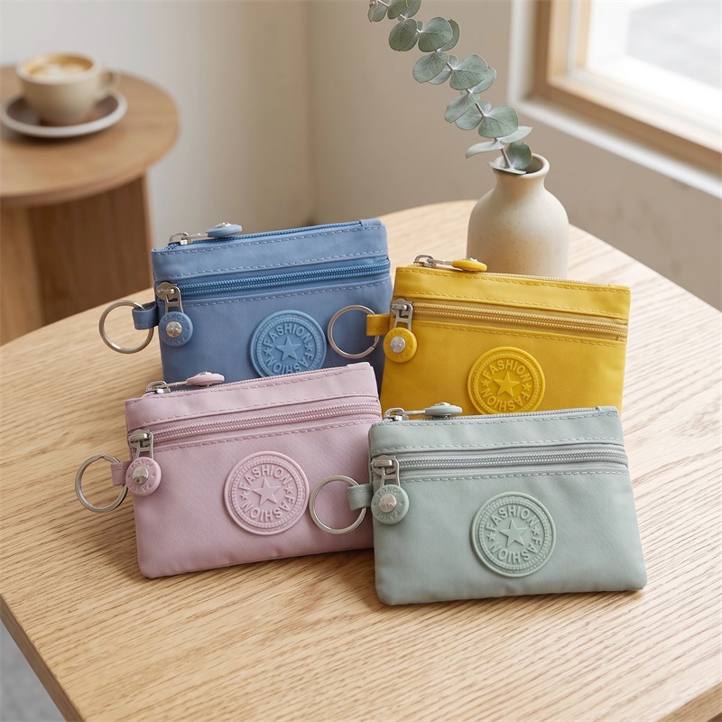 Cross-border foreign trade coin purse, new and stylish gift item, simple and mini storage pouch with zipper, nylon coin purse, wholesale