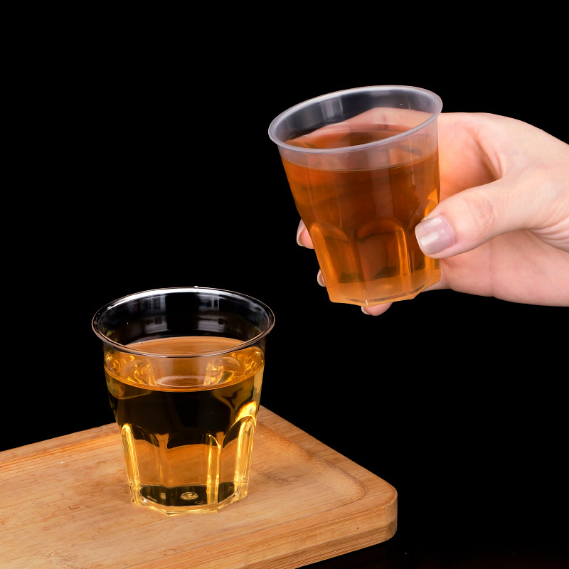 Taza de té desechable Taza de aviación de grado alimenticio Taza dura Taza de plástico transparente desechable Taza de aviación gruesa resistente a la caída