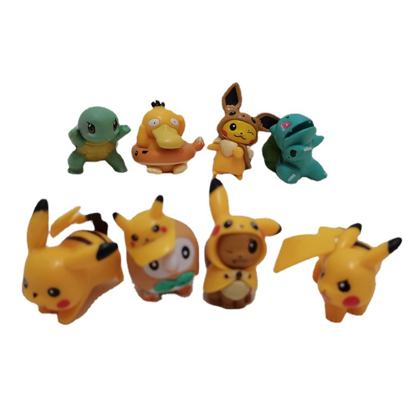 Transfronterizo 8 animales convertidos en Bikachu, venta al por mayor transfronteriza, decoración de pasteles para automóviles, regalos, pequeños adornos, muñecas de moda