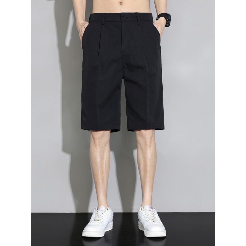 Chorts de traje negro para hombres verano 2024 nuevos pantalones de negocios sueltos pantalones de traje casuales de verano