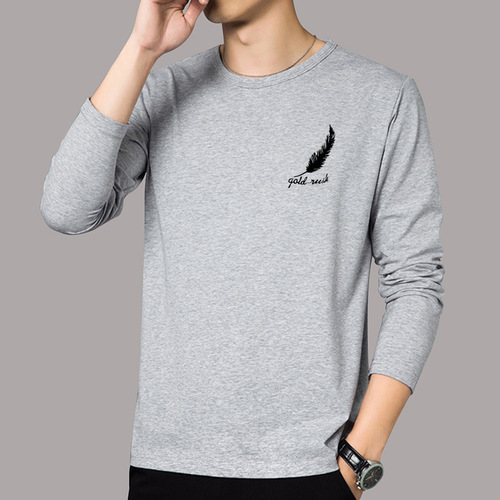Men's Long-Sleeve T-Shirt, Autumn Korean-Style, Slim Fit, Trendy & Fashionable, Thin Design with Round Neck—Perfect for Instagram-Friendly Street Vending