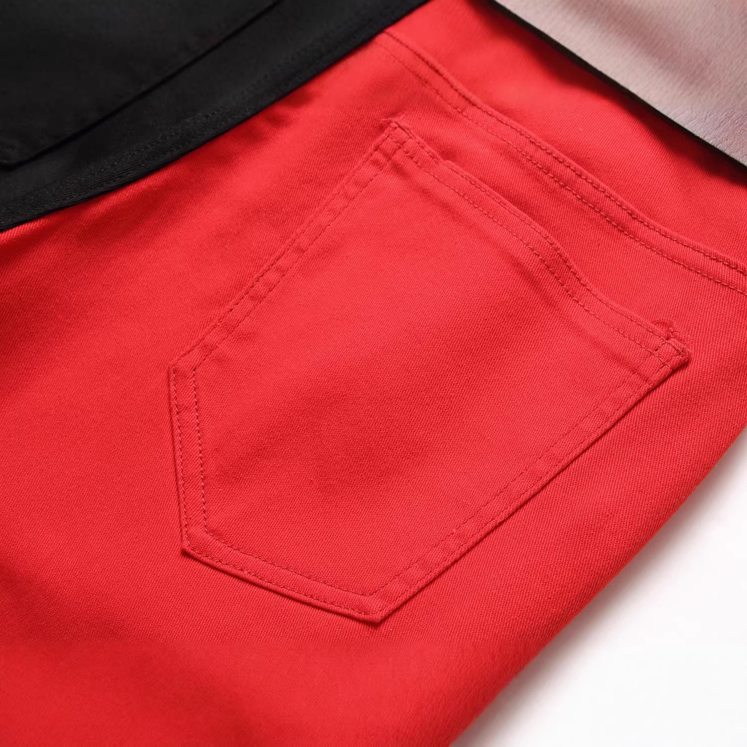 Men's High Quality Trendy Two Tone Spliced Jeans Slightly Elastic Denim_voghion.com