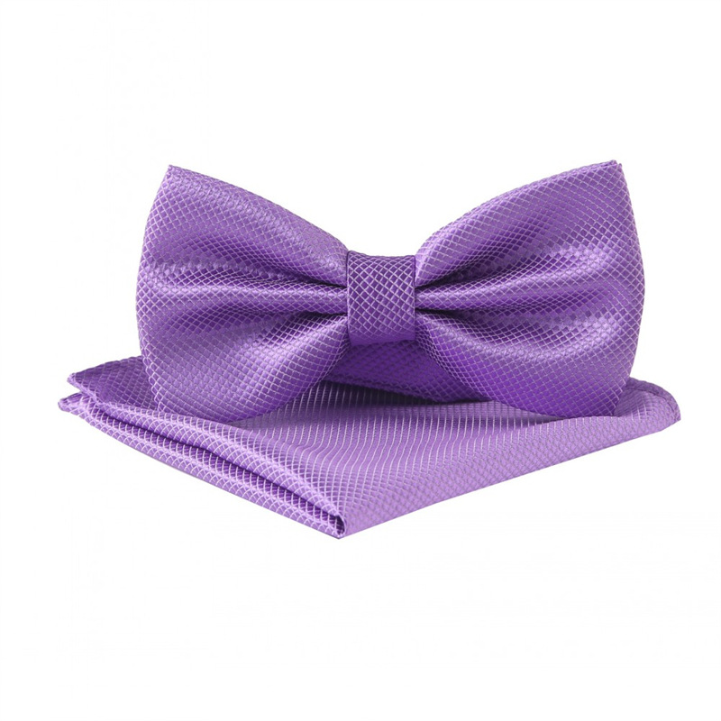 Nuevo color sólido moda simple vestido arco e-commerce fiesta boda color sólido cuadros finos pajarita pañuelo traje