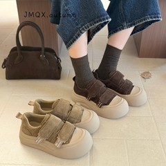 复古真皮丑萌大头勃肯鞋女2025秋冬新款舒适百搭厚底休闲运动板鞋