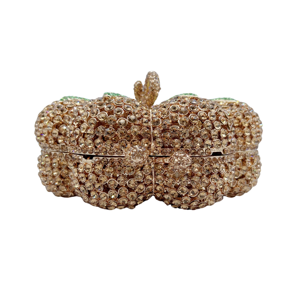 Túi clutch nữ đính đá hình bí ngô cầm tay dự tiệc — Màu vàng, Màu đen chi tiết 5