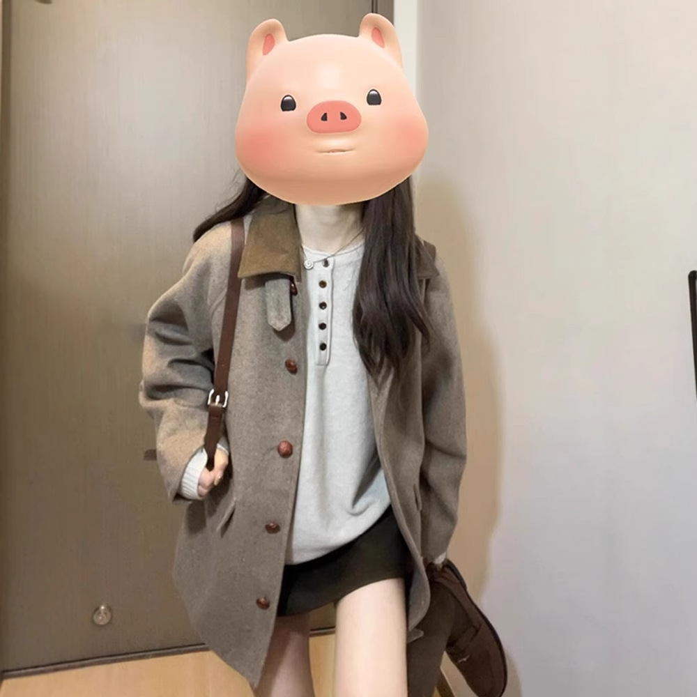 Korean-Style Woolen Long Coat for Petite Women, Winter 2025 New Popular High-End Thickened Jacket, Super Stylish