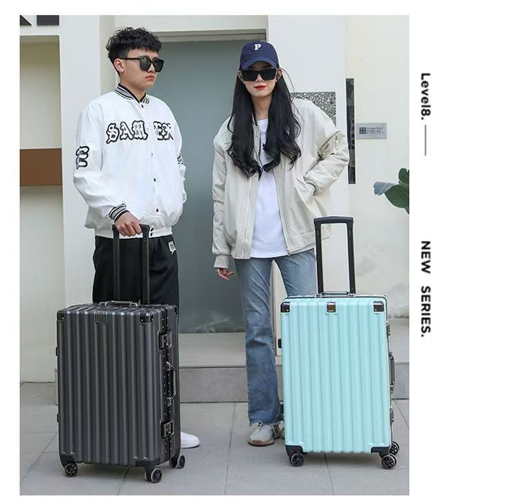 Multifunctional luggage suitcase with universal wheels, aluminum frame, telescoping handle, women's student, 20-inch travel bag, carry-on password suitcase, 24-inch