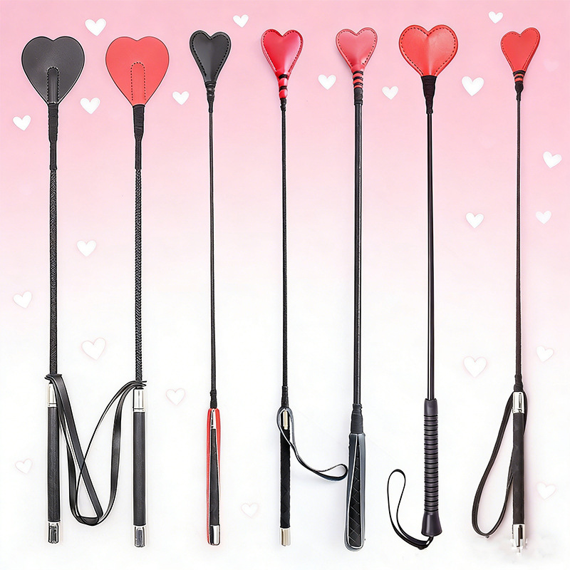 Adult Sex Toys Sm Flirting Restraint Whip Double-Layer Heart-Shaped Pu Leather Handle Handlebar Adult Training Props