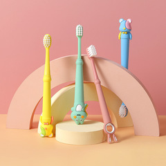 Cartoon children's toothbrush single pack 3-12 years old creative silicone handle baby ultra-fine soft bristled toothbrush manufacturer wholesale