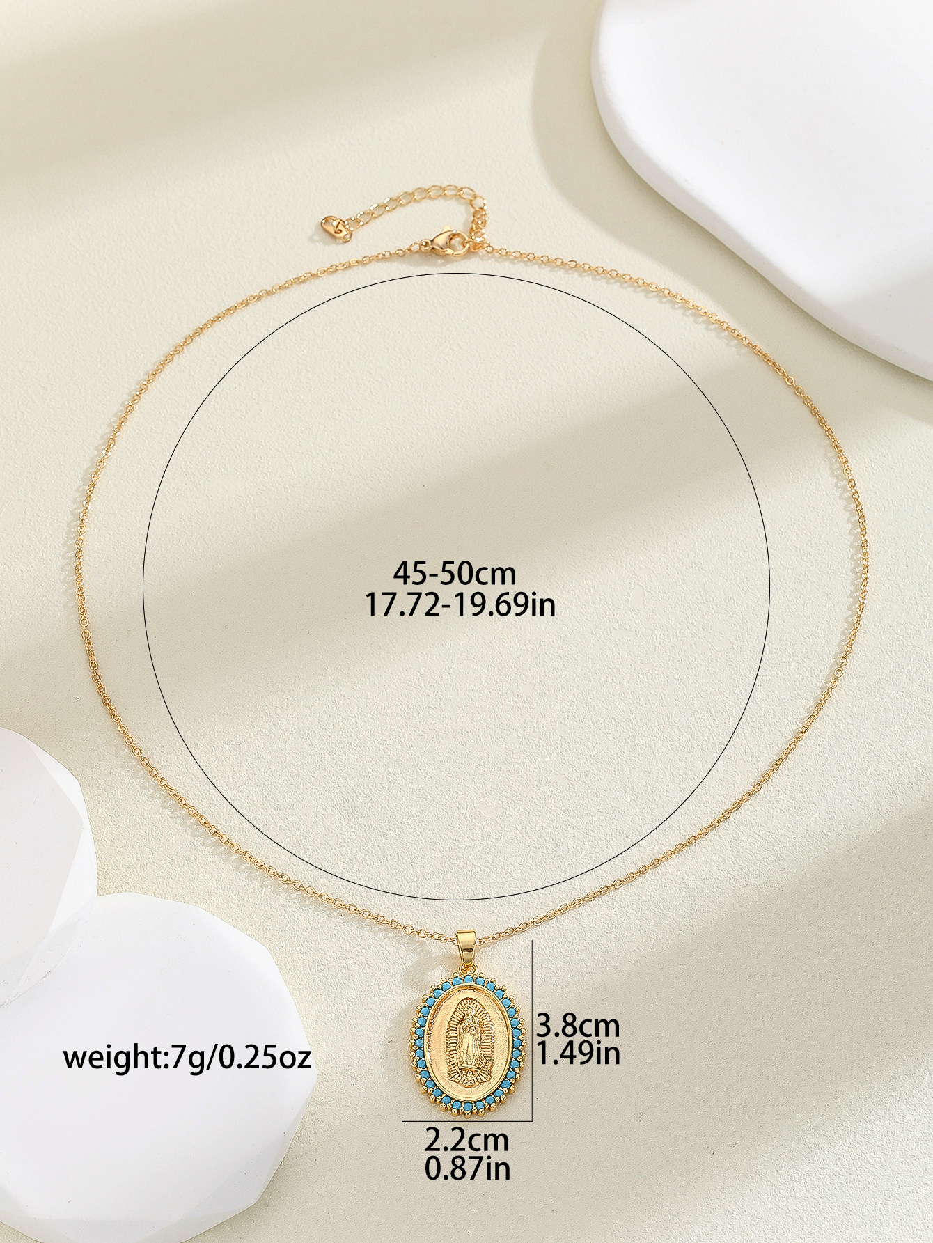 12g Weight Copper Pendant Material Zircon Inlay Material Pendant Necklace Classification Copper Chain Material 1 Piece Quantity Holiday, Daily Occasion Copper Material Human, Virgin Mary, Oval Pattern Women's Gender Inlay Design IG Style Style Copper Inlay Human Virgin Mary Oval Zircon Pendant Necklace 10