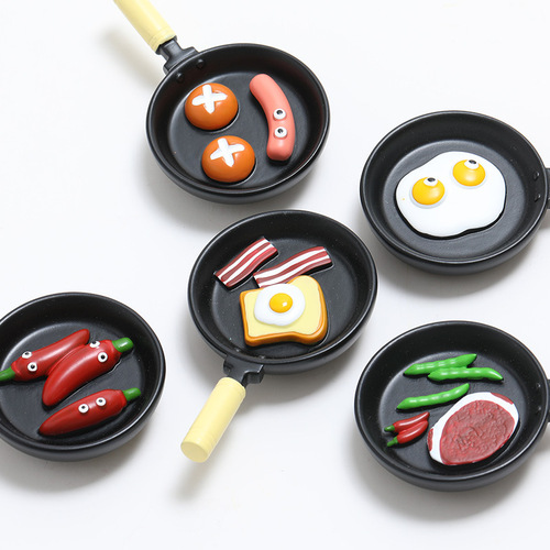 Wholesale Frying Pan Food Toy Refrigerator Magnet Creative Resin DIY Magnet Magnetic Sticker Magnetic Sticker Magnetic Sticker Magnetic Suction Cultural and Creative